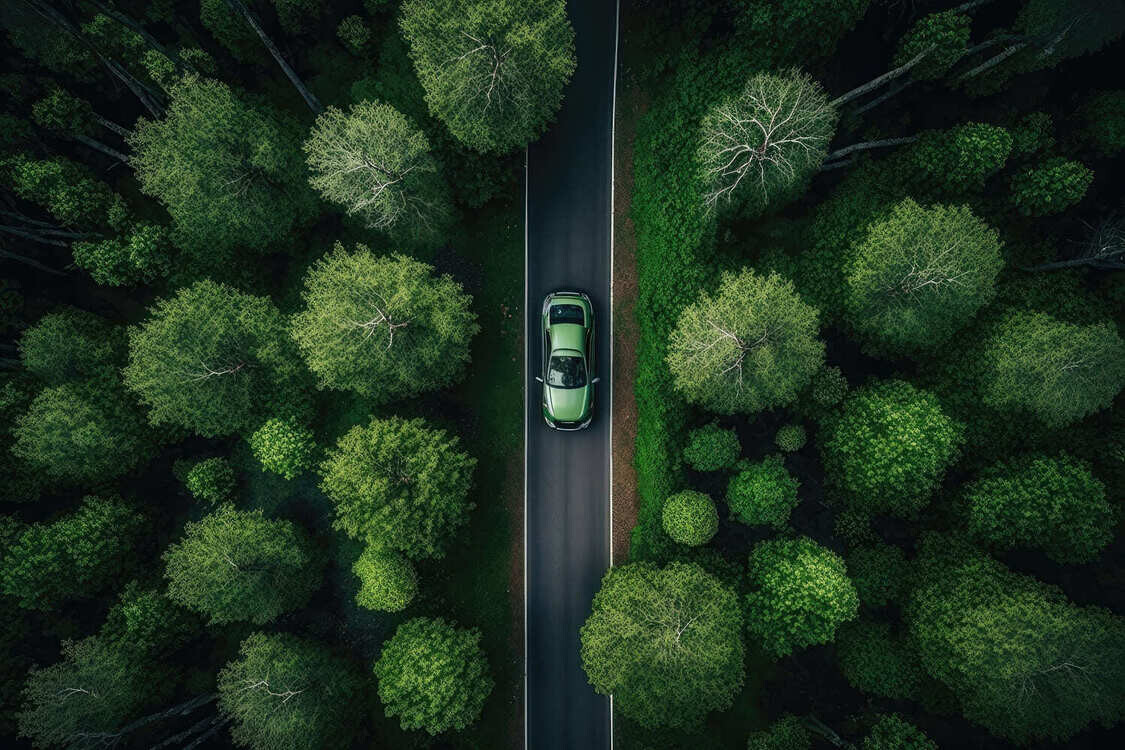 Car in a forest