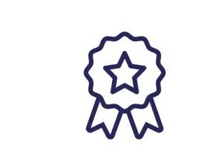 blue congratulatory grand prize pin logo