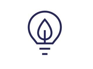 blue logo of a low energy light bulb